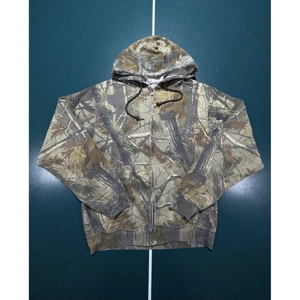 Vintage Russell Outdoors Realtree Camo Full Zip Hoodie Sweatshirt Men's Medium